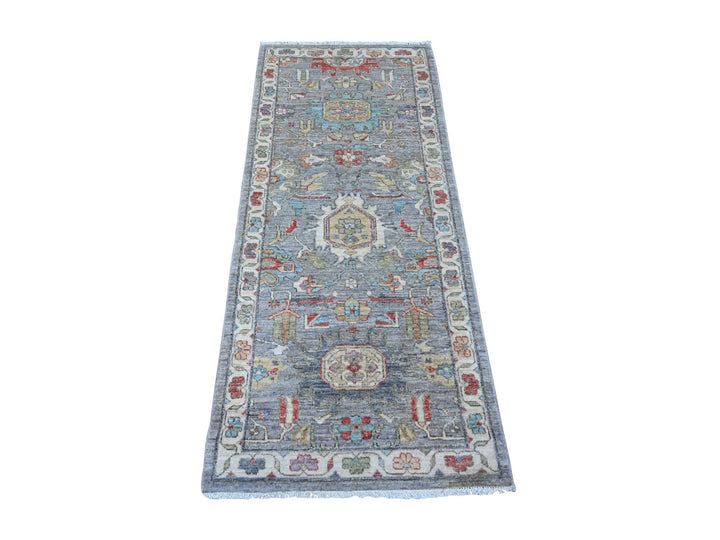 2'6" x 6'0" New Hand Knotted Black Wool Runner Oriental Rug - MOA10288905