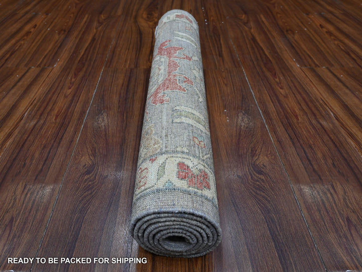 2'6" x 6'0" New Hand Knotted Grey Wool Runner Oriental Rug - MOA10288905