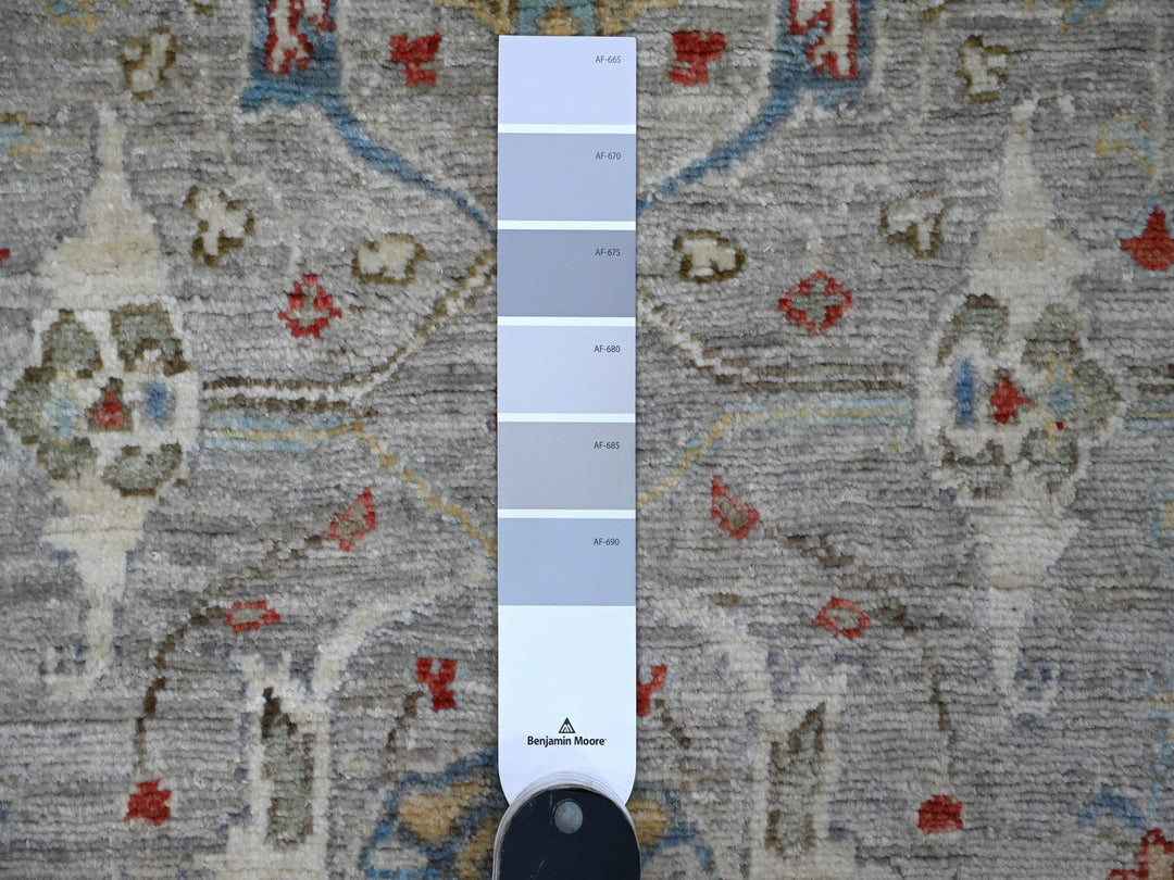 3'0" x 11'7" New Hand Knotted Grey Wool Runner Oriental Rug - MOA10288906