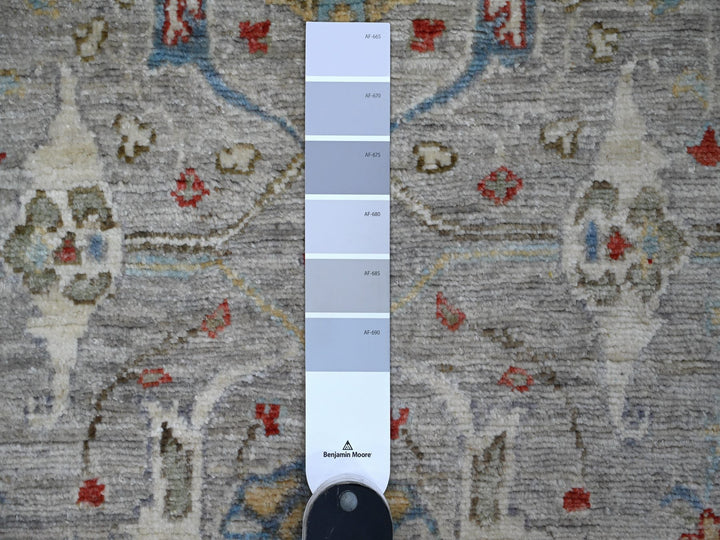 3'0" x 11'7" New Hand Knotted Grey Wool Runner Oriental Rug - MOA10288906