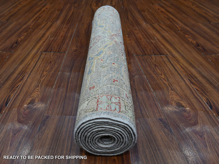 3'0" x 11'7" New Hand Knotted Grey Wool Runner Oriental Rug - MOA10288906