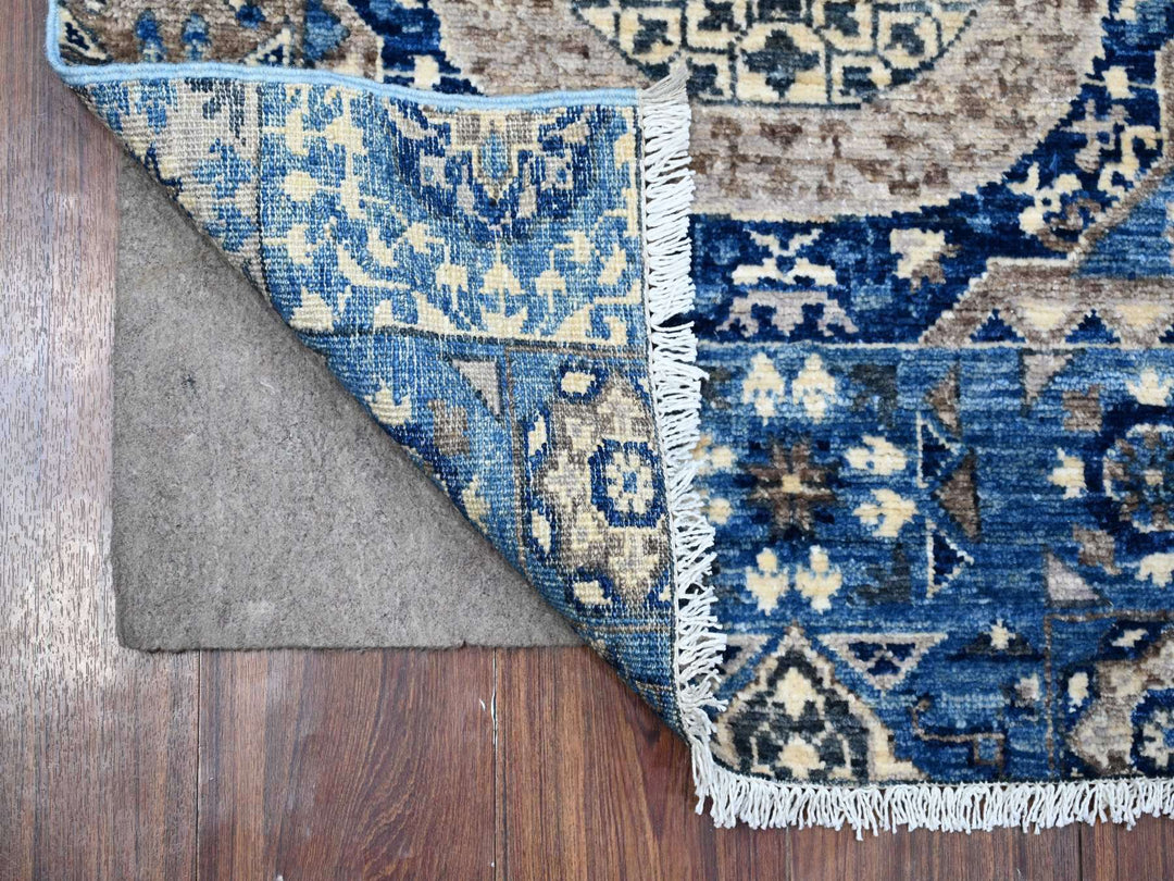 2'6" x 7'11" New Hand Knotted Blue Wool Runner Oriental Rug - MOA10288907