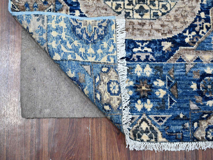 2'6" x 7'11" New Hand Knotted Blue Wool Runner Oriental Rug - MOA10288907