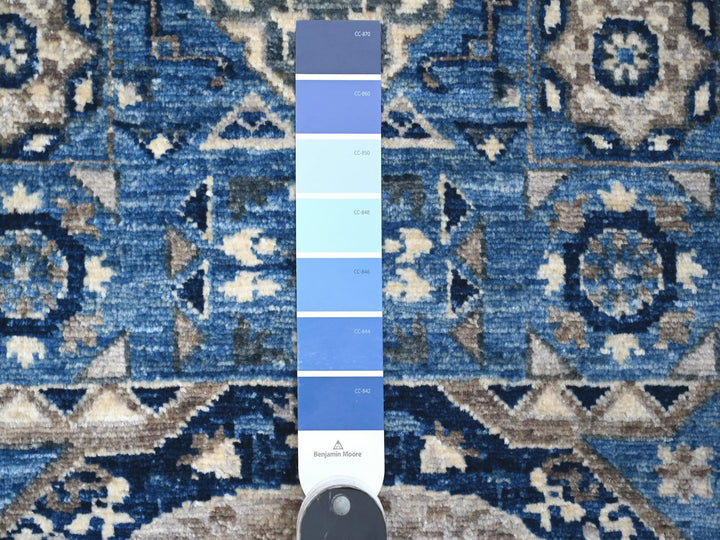 2'6" x 7'11" New Hand Knotted Blue Wool Runner Oriental Rug - MOA10288907