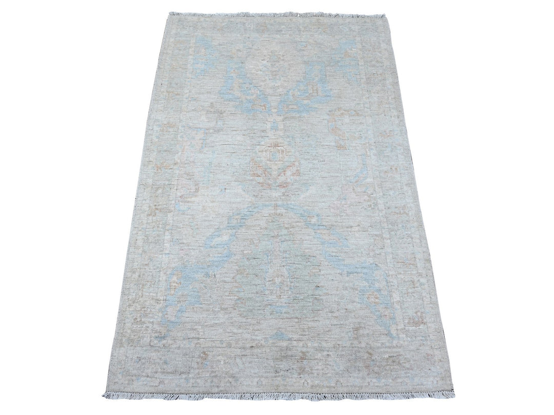 3'1" x 4'11" New Hand Knotted Grey Wool Rectangle Oriental Rug - MOA10288909