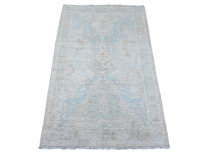 3'1" x 4'11" New Hand Knotted Grey Wool Rectangle Oriental Rug - MOA10288909