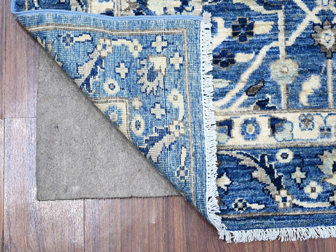 4'1" x 9'6" New Hand Knotted Blue Wool Runner Oriental Rug - MOA10288911