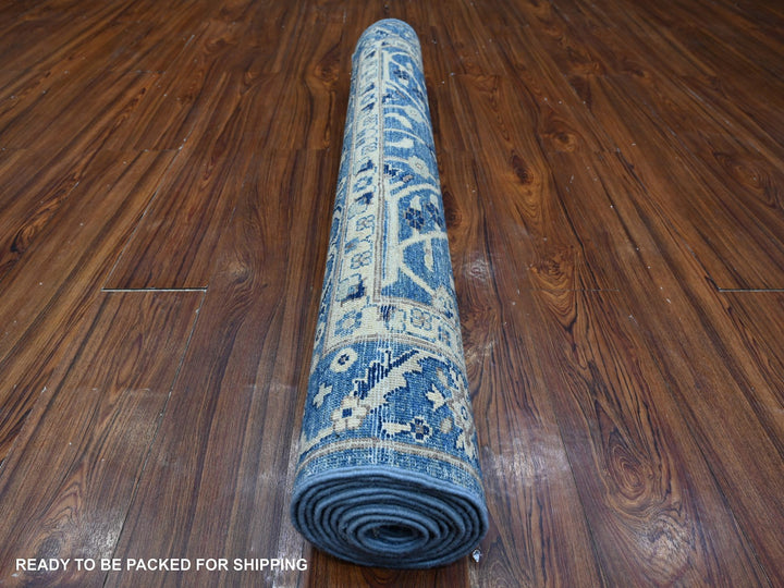 4'1" x 9'6" New Hand Knotted Blue Wool Runner Oriental Rug - MOA10288911