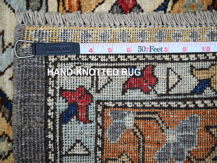 4'1" x 11'9" New Hand Knotted Grey Wool Runner Oriental Rug - MOA10288927