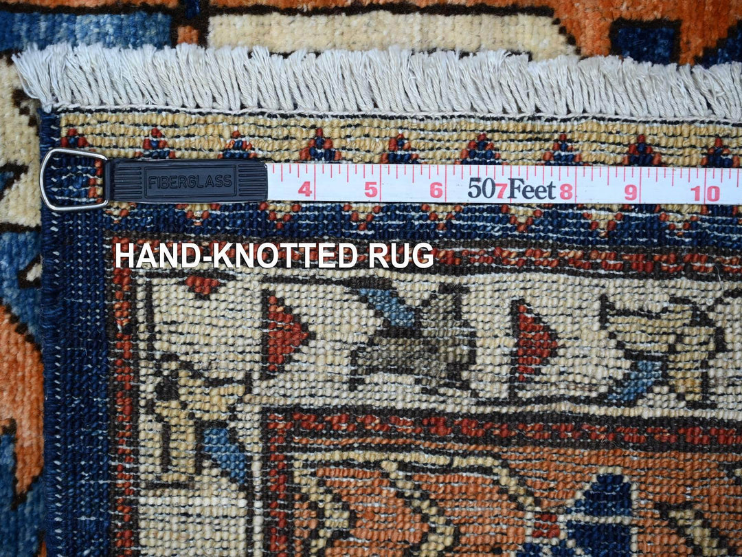 4'3" x 10'5" New Hand Knotted Blue Wool Runner Oriental Rug - MOA10288928