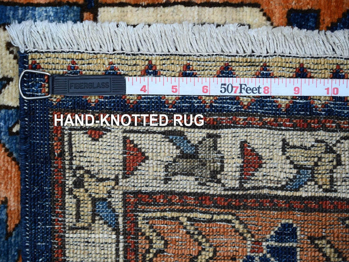 4'3" x 10'5" New Hand Knotted Blue Wool Runner Oriental Rug - MOA10288928