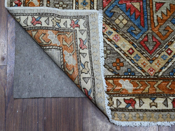 3'11" x 11'6" New Hand Knotted Grey Wool Runner Oriental Rug - MOA10288929