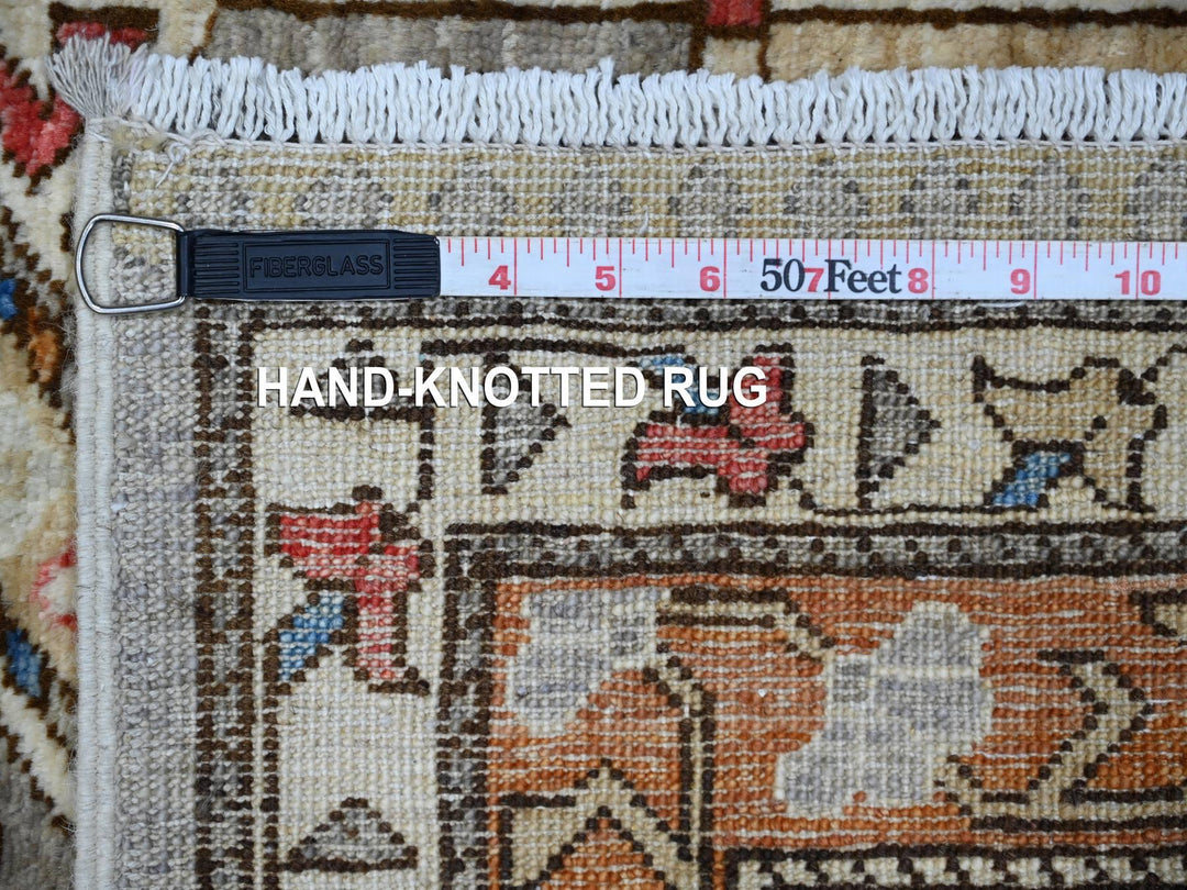 3'11" x 11'6" New Hand Knotted Grey Wool Runner Oriental Rug - MOA10288929