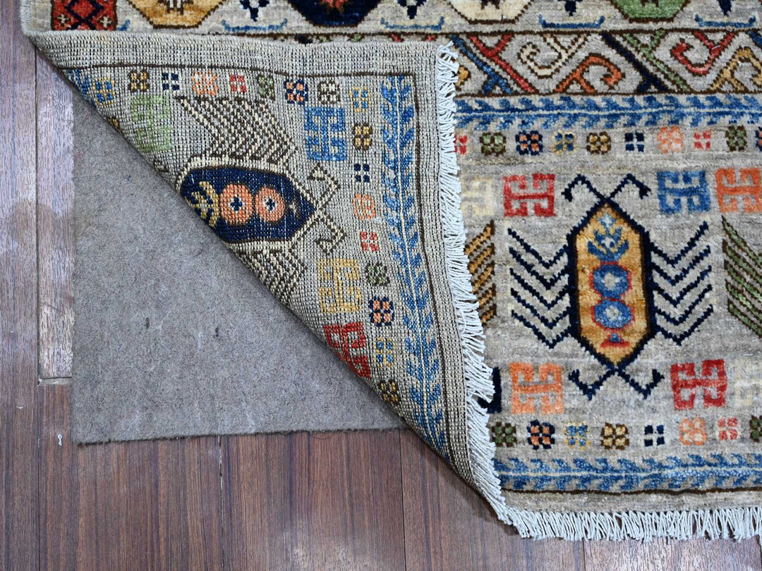 2'8" x 11'10" New Hand Knotted Grey Wool Runner Oriental Rug - MOA10288931