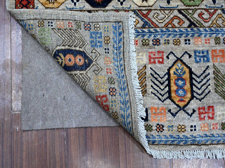 2'8" x 11'10" New Hand Knotted Grey Wool Runner Oriental Rug - MOA10288931