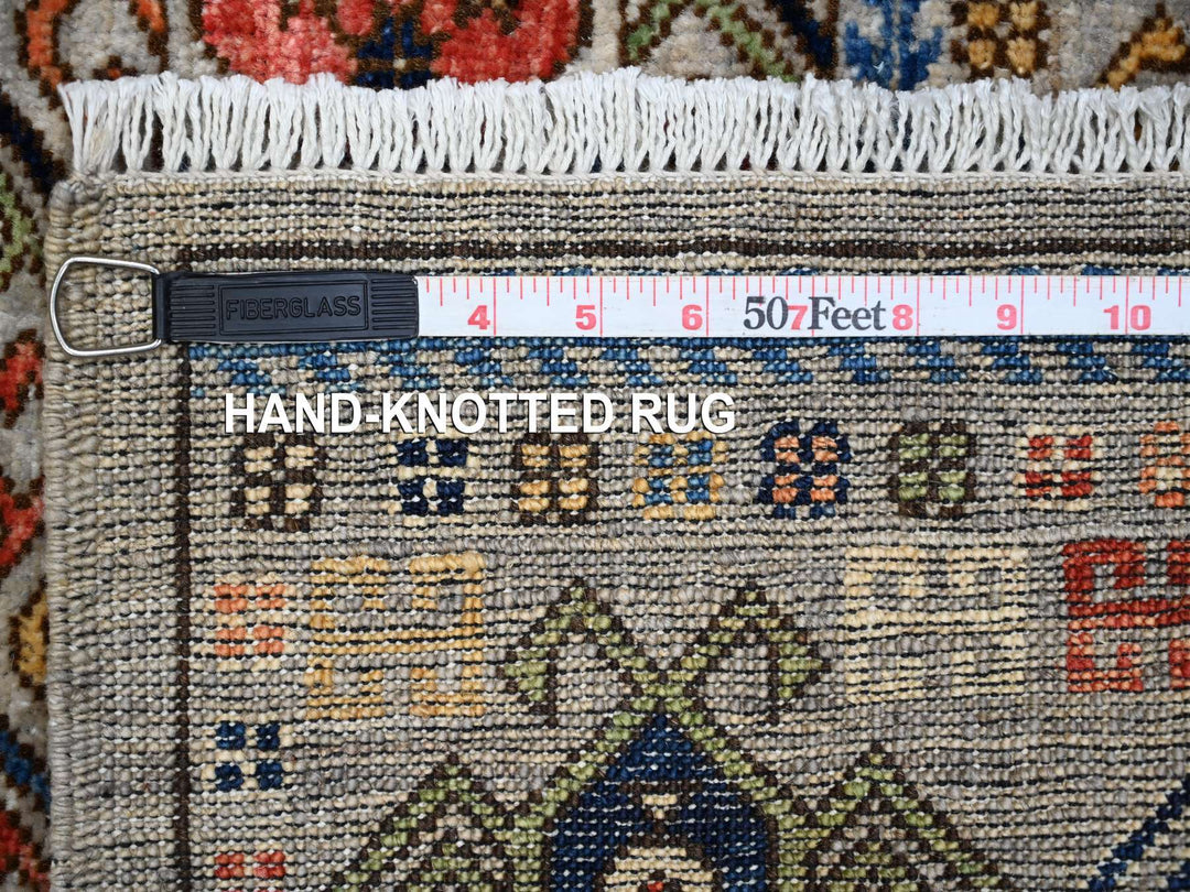 2'8" x 11'10" New Hand Knotted Grey Wool Runner Oriental Rug - MOA10288931