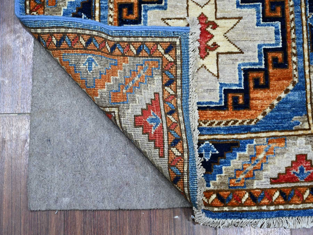 2'5" x 11'8" New Hand Knotted Blue Wool Runner Oriental Rug - MOA10288932