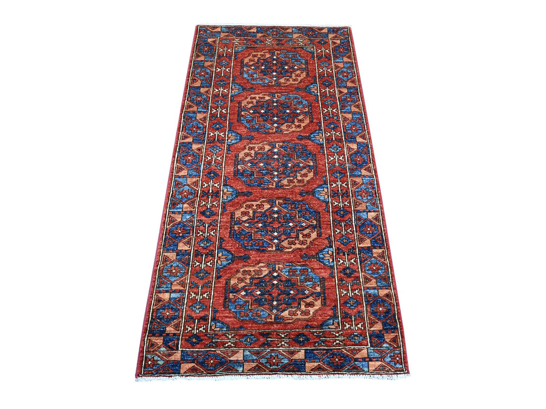 2'10" x 5'10" New Hand Knotted Red Wool Runner Oriental Rug - MOA10288933