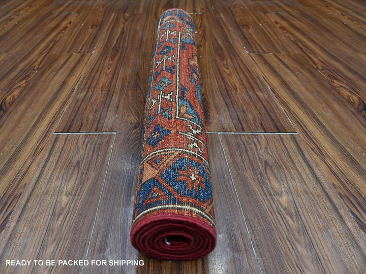 2'10" x 5'10" New Hand Knotted Red Wool Runner Oriental Rug - MOA10288933