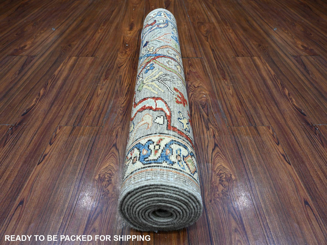 3'0" x 11'10" New Hand Knotted Grey Wool Runner Oriental Rug - MOA10288936