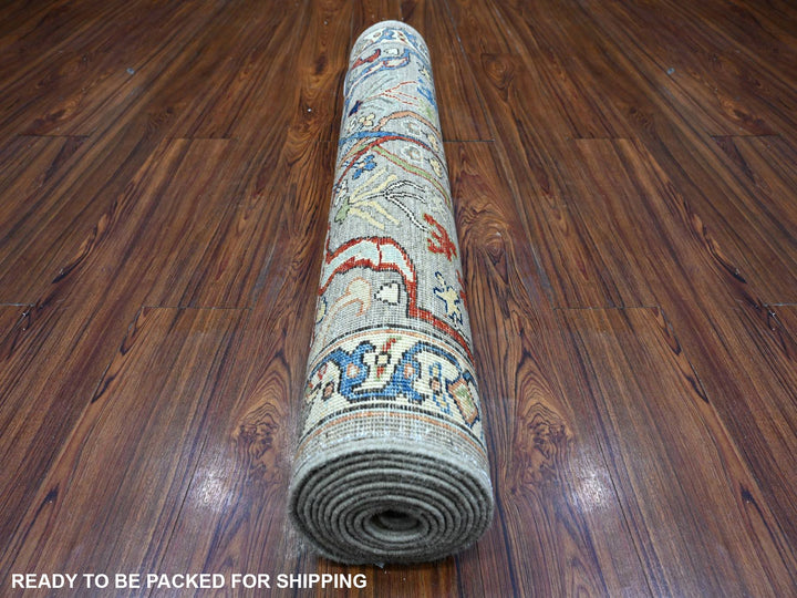 3'0" x 11'10" New Hand Knotted Grey Wool Runner Oriental Rug - MOA10288936
