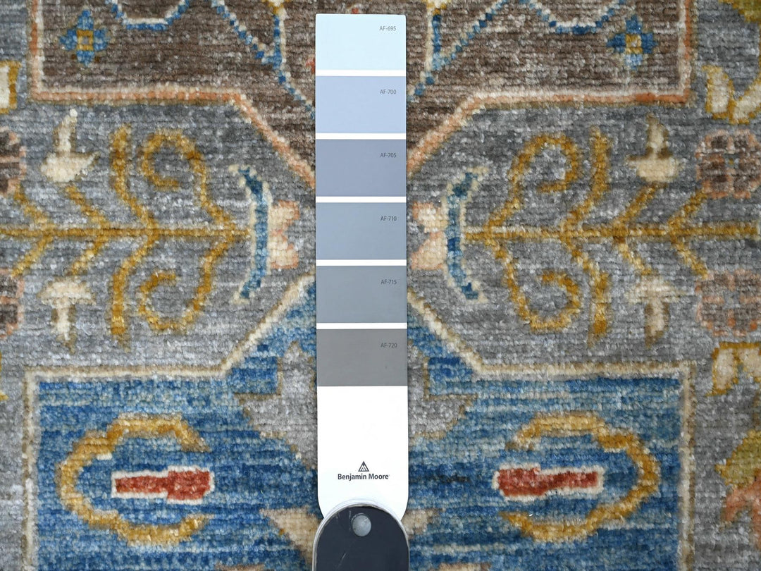 2'7" x 10'2" New Hand Knotted Grey Wool Runner Oriental Rug - MOA10288938
