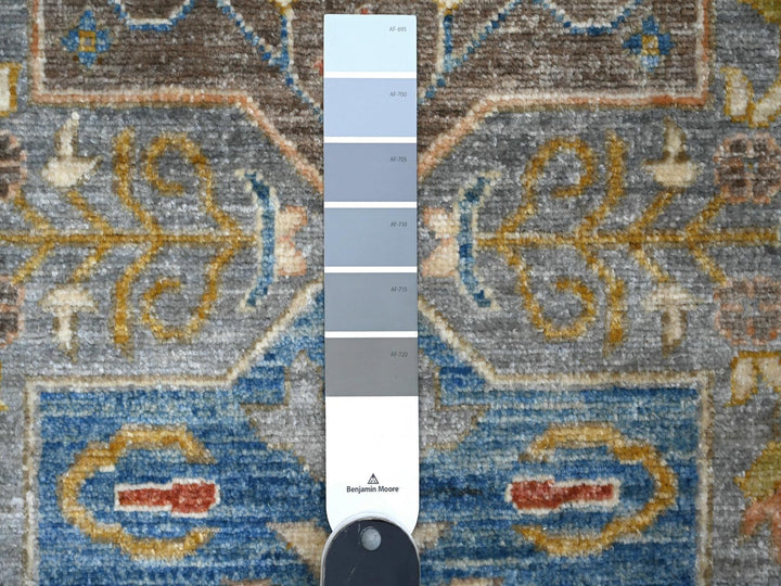 2'7" x 10'2" New Hand Knotted Grey Wool Runner Oriental Rug - MOA10288938