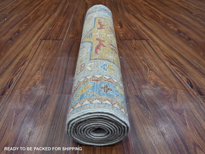 2'7" x 10'2" New Hand Knotted Grey Wool Runner Oriental Rug - MOA10288938