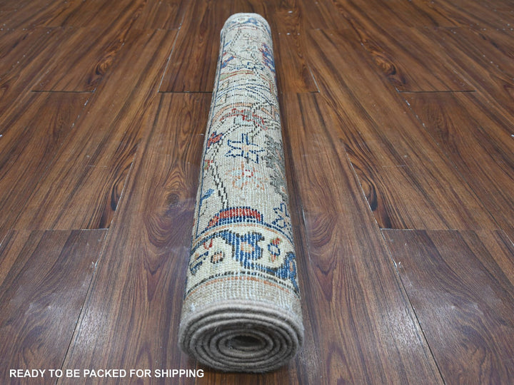 2'11" x 6'2" New Hand Knotted Grey Wool Runner Oriental Rug - MOA10288939
