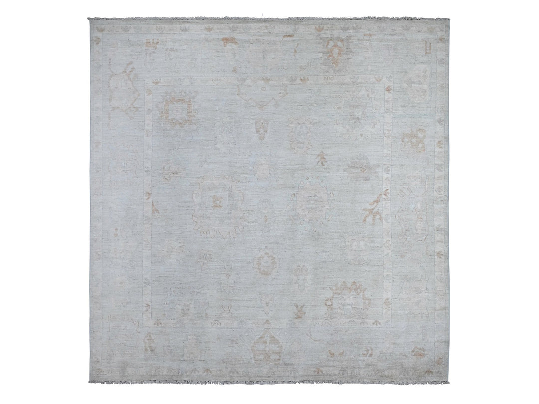 9'6" x 9'8" New Hand Knotted Blue Wool Rectangle Oriental Rug - MOA10288942