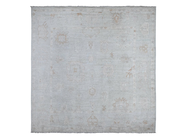 9'6" x 9'8" New Hand Knotted Blue Wool Rectangle Oriental Rug - MOA10288942