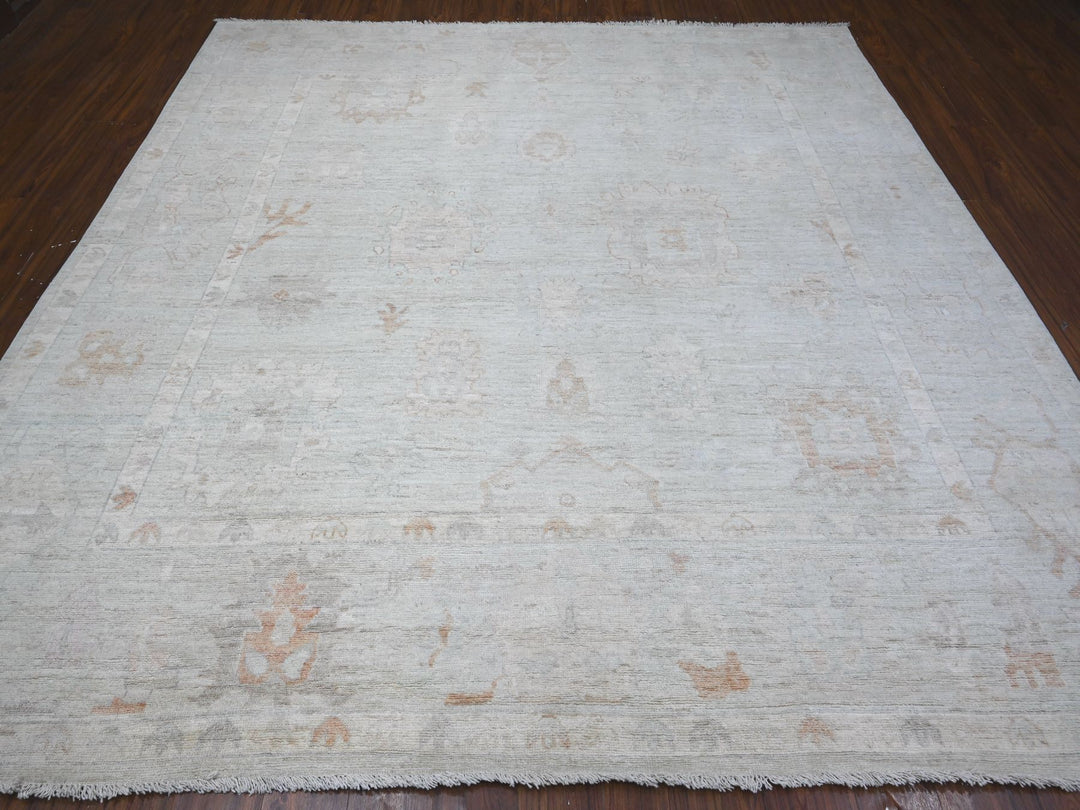 9'6" x 9'8" New Hand Knotted Blue Wool Rectangle Oriental Rug - MOA10288942