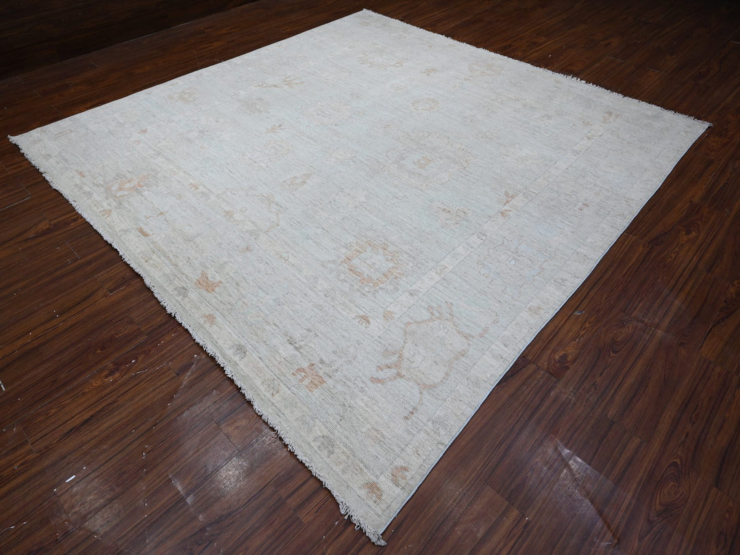 9'6" x 9'8" New Hand Knotted Blue Wool Rectangle Oriental Rug - MOA10288942