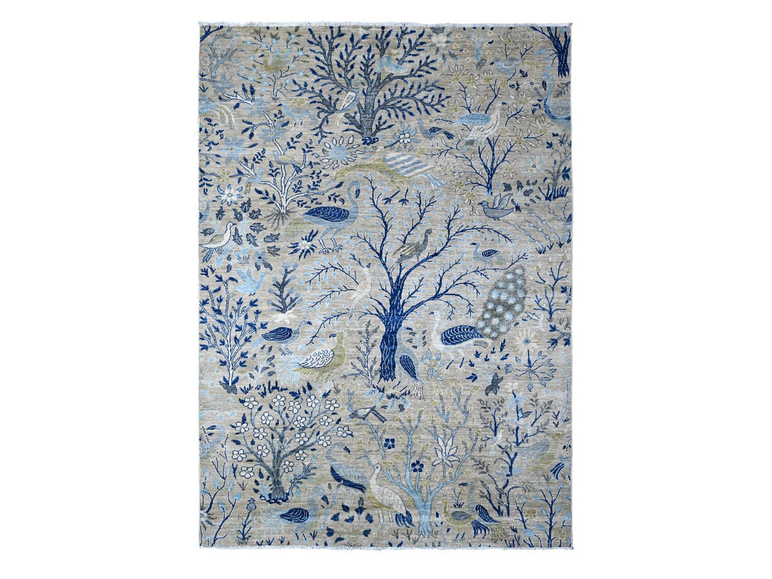 6'0" x 8'5" New Hand Knotted Grey Wool Rectangle Oriental Rug - MOA10288945