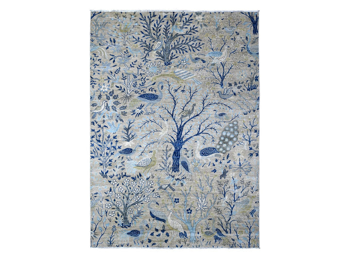 6'0" x 8'5" New Hand Knotted Grey Wool Rectangle Oriental Rug - MOA10288945
