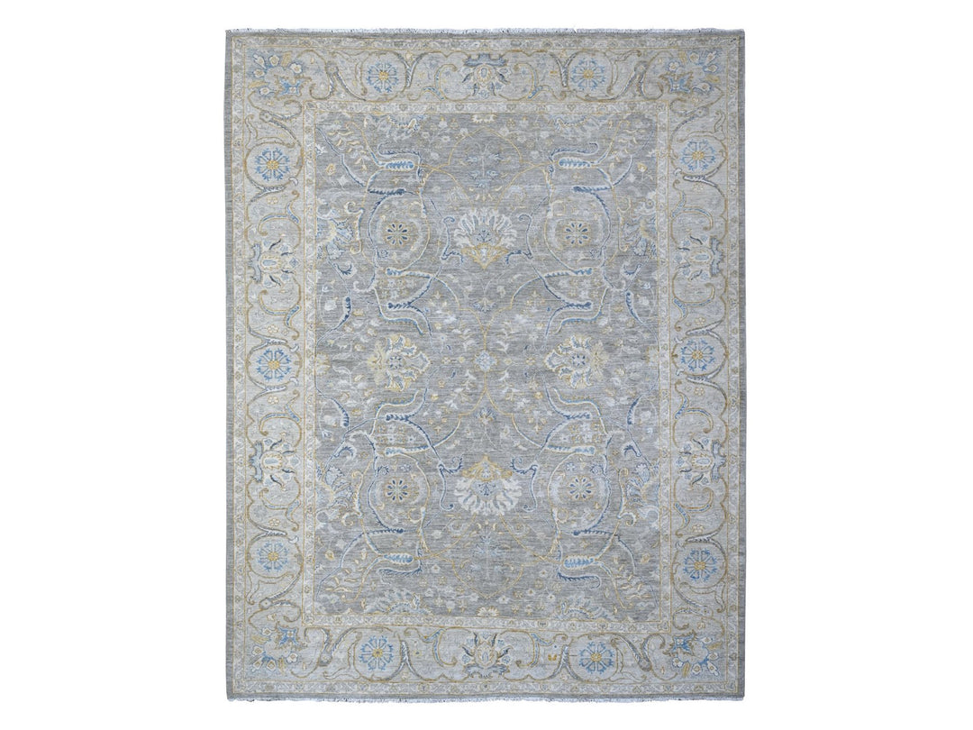 9'0" x 11'7" New Hand Knotted Grey Wool Rectangle Oriental Rug - MOA10288954