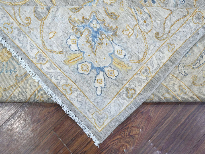 9'0" x 11'7" New Hand Knotted Grey Wool Rectangle Oriental Rug - MOA10288954
