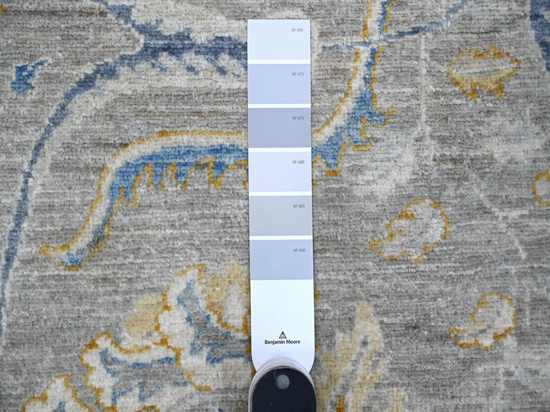 9'0" x 11'7" New Hand Knotted Grey Wool Rectangle Oriental Rug - MOA10288954