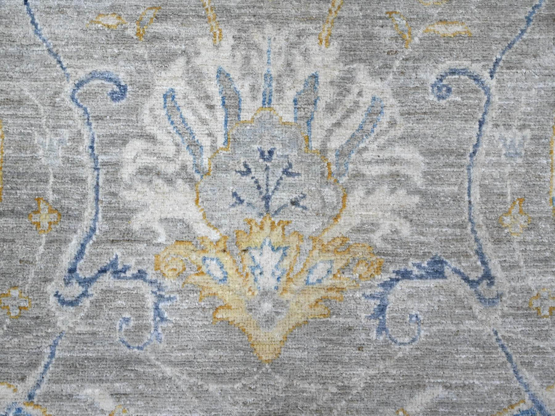 9'0" x 11'7" New Hand Knotted Grey Wool Rectangle Oriental Rug - MOA10288954