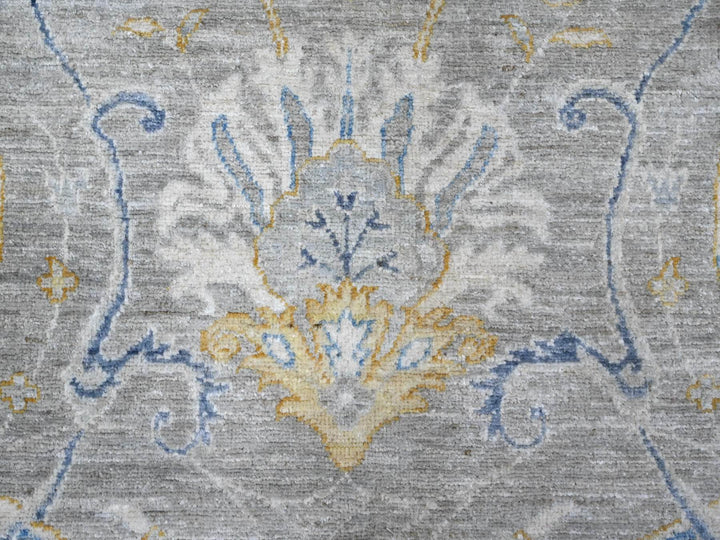 9'0" x 11'7" New Hand Knotted Grey Wool Rectangle Oriental Rug - MOA10288954