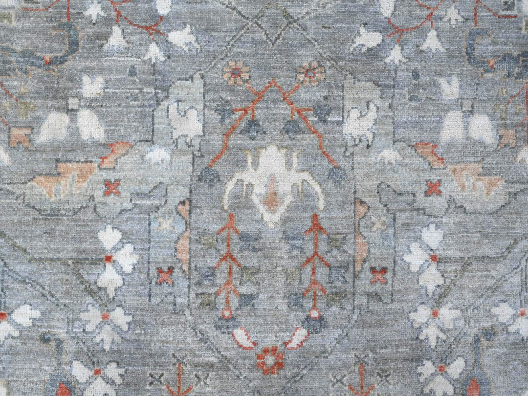 9'2" x 12'0" New Hand Knotted Grey Wool Rectangle Oriental Rug - MOA10288955