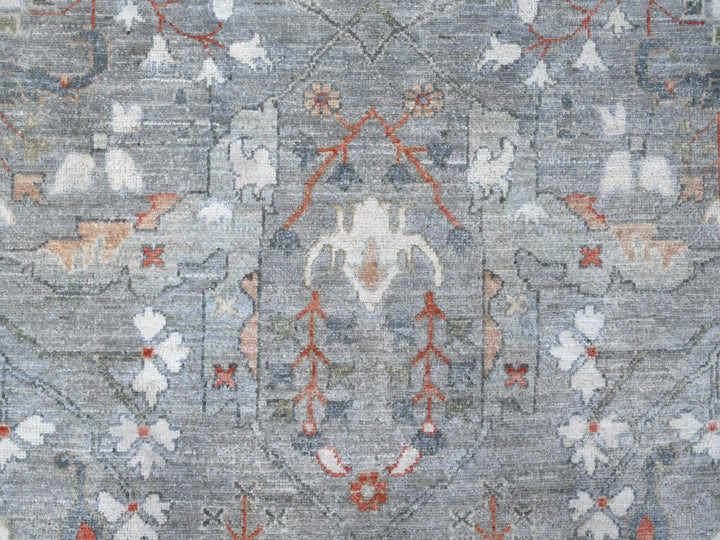 9'2" x 12'0" New Hand Knotted Grey Wool Rectangle Oriental Rug - MOA10288955