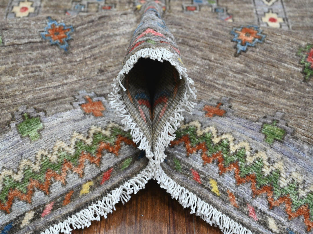 8'2" x 9'8" New Hand Knotted Grey Wool Rectangle Oriental Rug - MOA10288957
