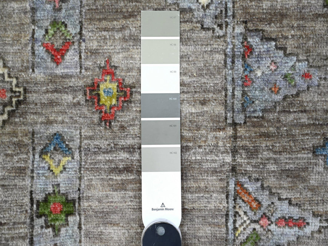 8'2" x 9'8" New Hand Knotted Grey Wool Rectangle Oriental Rug - MOA10288957