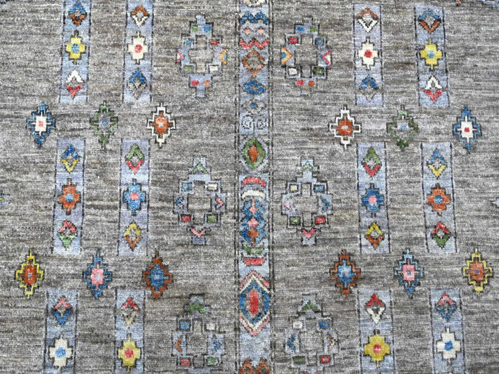 8'2" x 9'8" New Hand Knotted Grey Wool Rectangle Oriental Rug - MOA10288957