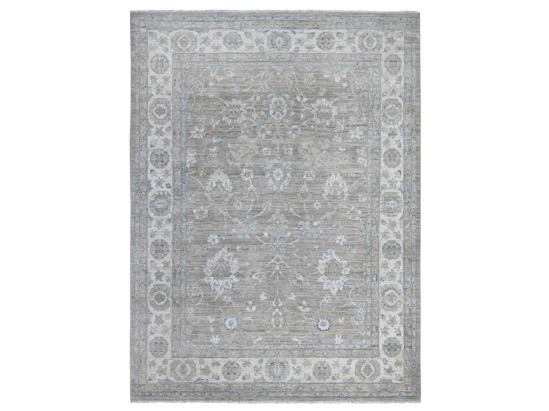 9'0" x 11'10" New Hand Knotted Grey Wool Rectangle Oriental Rug - MOA10288958