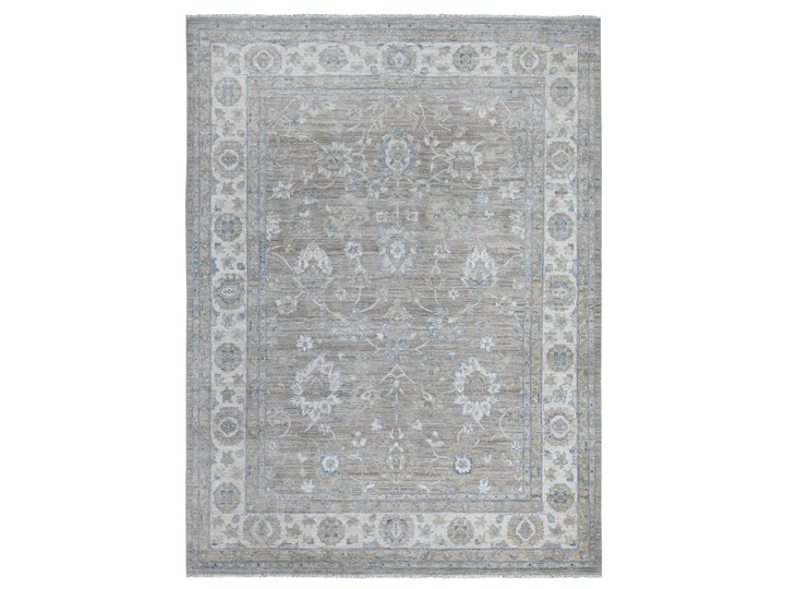 9'0" x 11'10" New Hand Knotted Grey Wool Rectangle Oriental Rug - MOA10288958