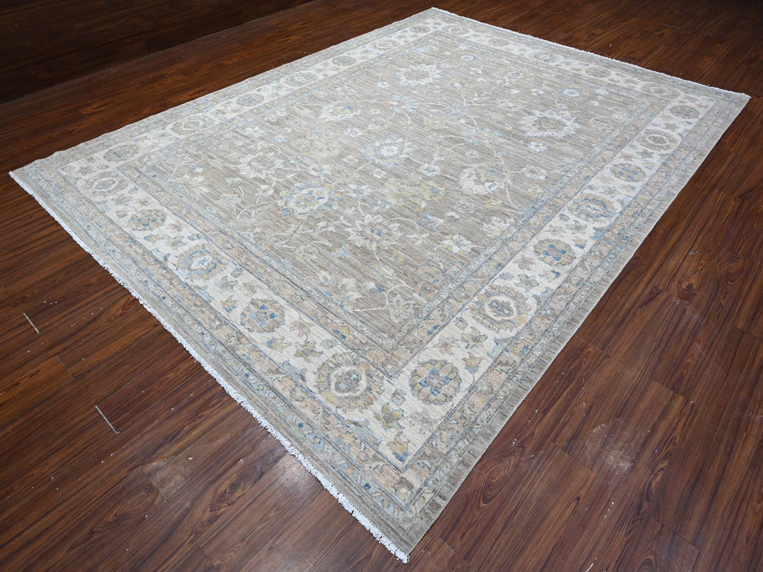 9'0" x 11'10" New Hand Knotted Grey Wool Rectangle Oriental Rug - MOA10288958