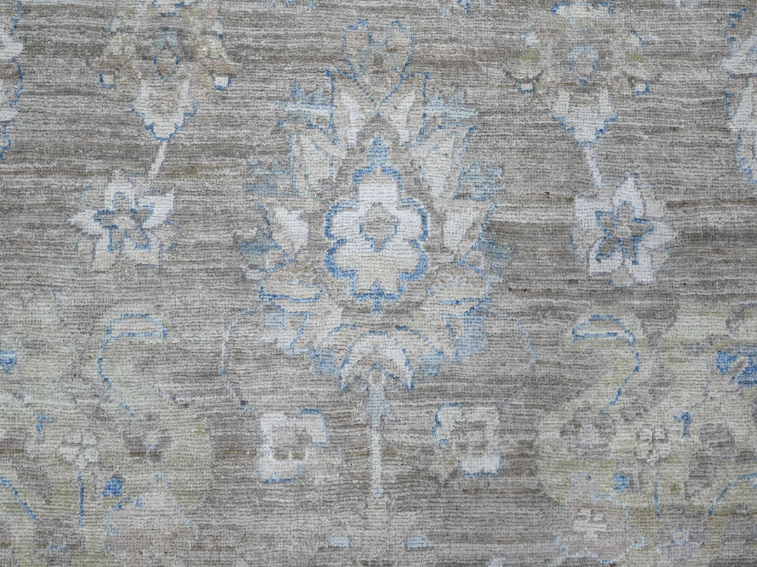 9'0" x 11'10" New Hand Knotted Grey Wool Rectangle Oriental Rug - MOA10288958