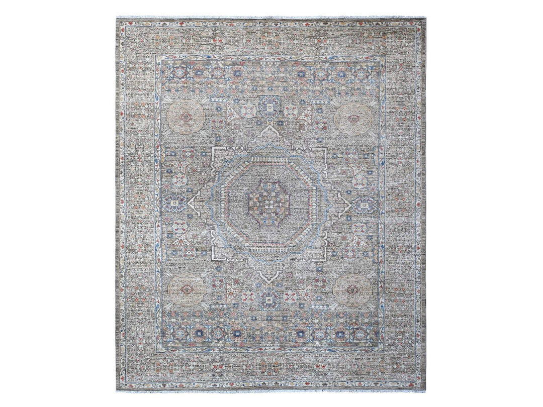 8'3" x 10'0" New Hand Knotted Grey Wool Rectangle Oriental Rug - MOA10288962